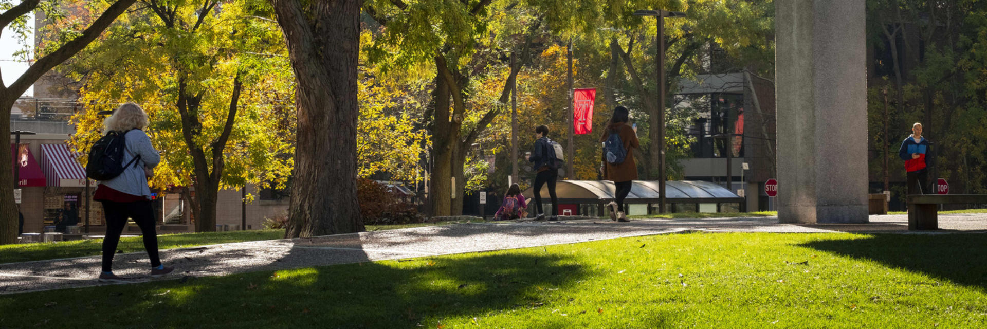 Students walking on campus